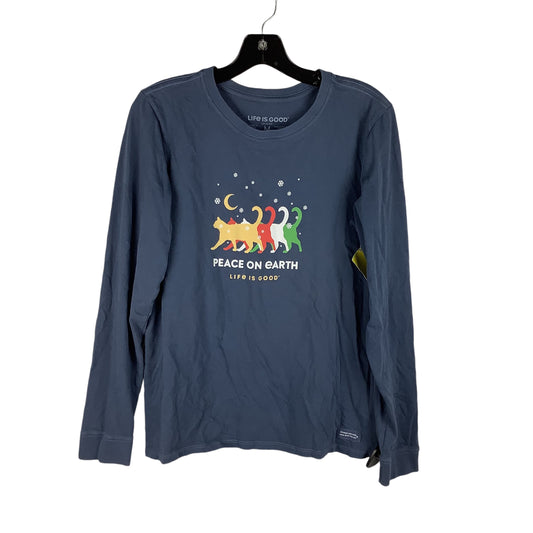 Top Long Sleeve By Life Is Good In Blue, Size: M