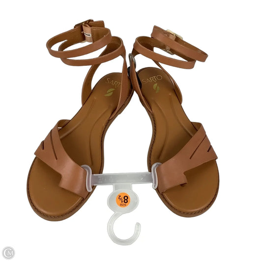 Sandals Flats By Clothes Mentor In Brown, Size: 8.5