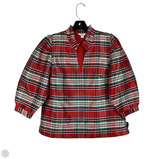 Top Long Sleeve By Crown And Ivy In Plaid Pattern, Size: S