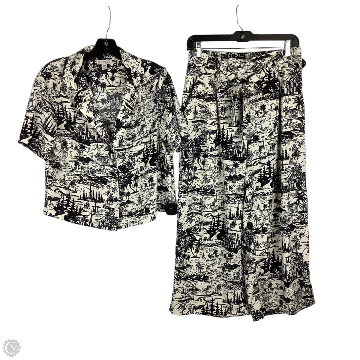 Pants Set 2pc By Eliane Rose In Black & Cream, Size: S top/M bottom