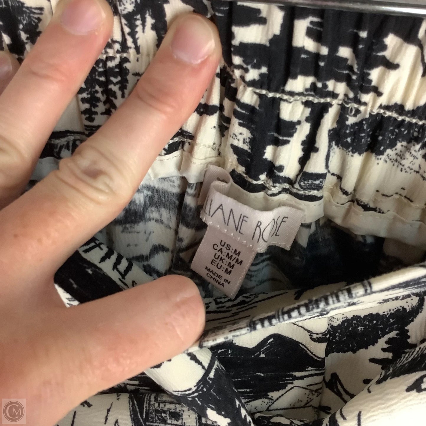 Pants Set 2pc By Eliane Rose In Black & Cream, Size: S top/M bottom