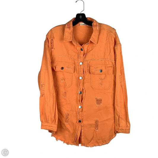 Jacket Shirt By Clothes Mentor In Orange, Size: L