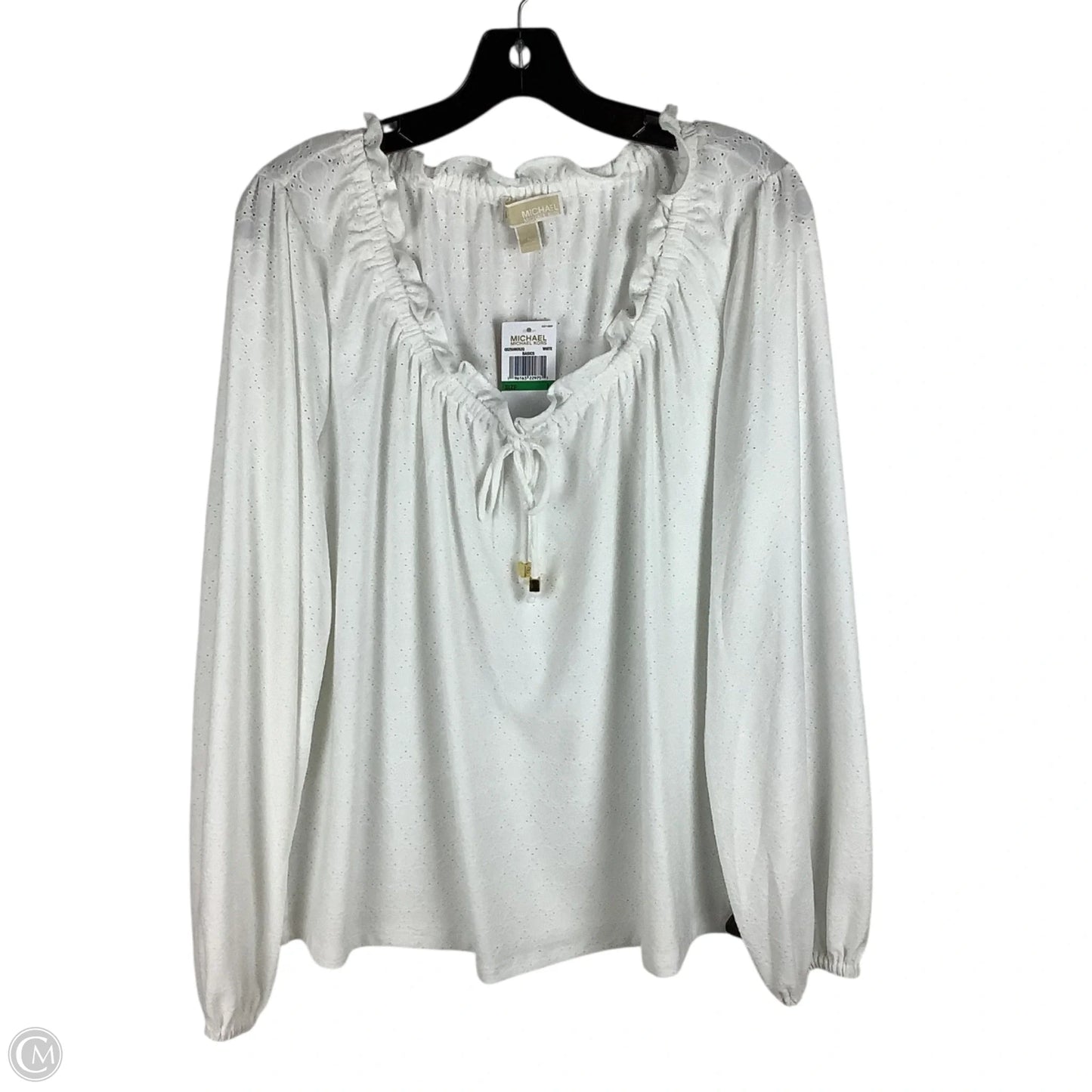 Top Long Sleeve Designer By Michael Kors In White, Size: L