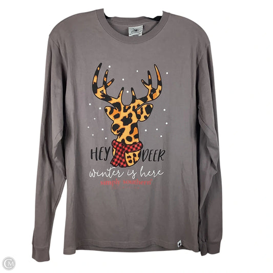 Top Long Sleeve By Simply Southern In Brown, Size: S