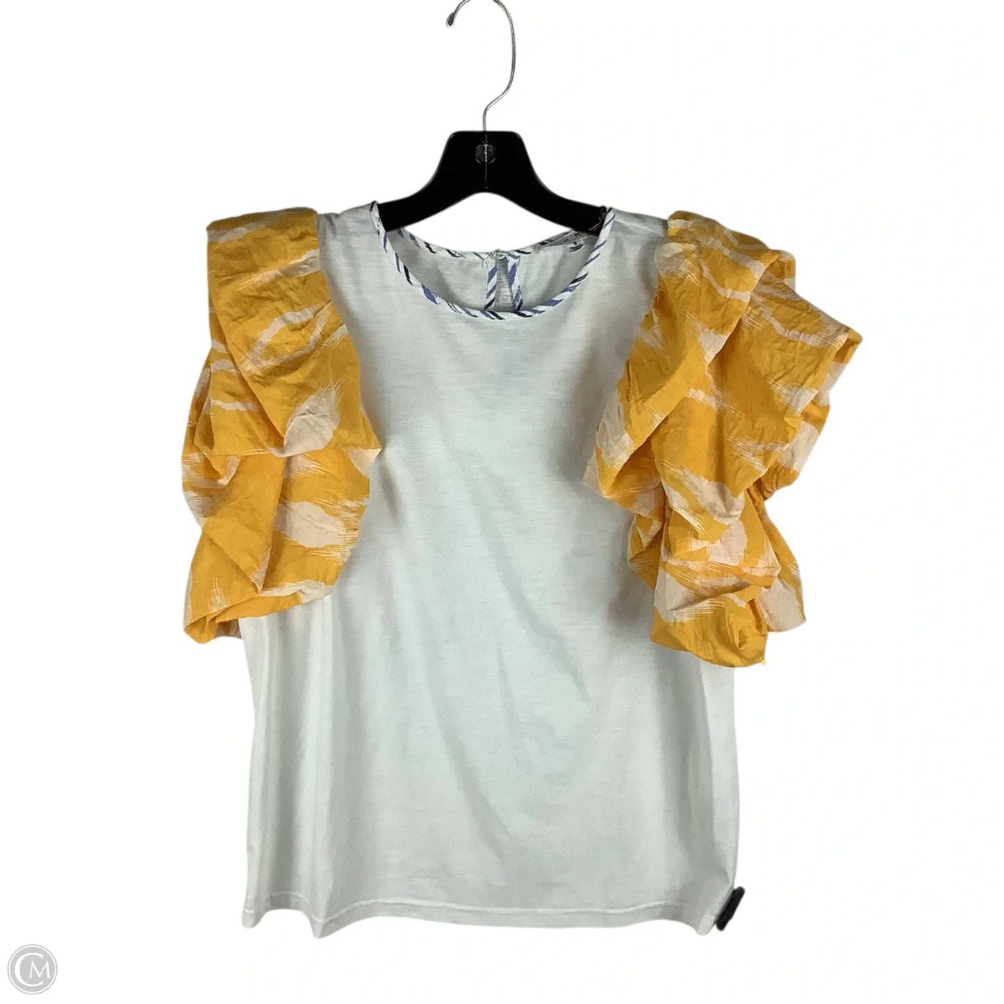 Top Short Sleeve By Thml In White & Yellow, Size: S