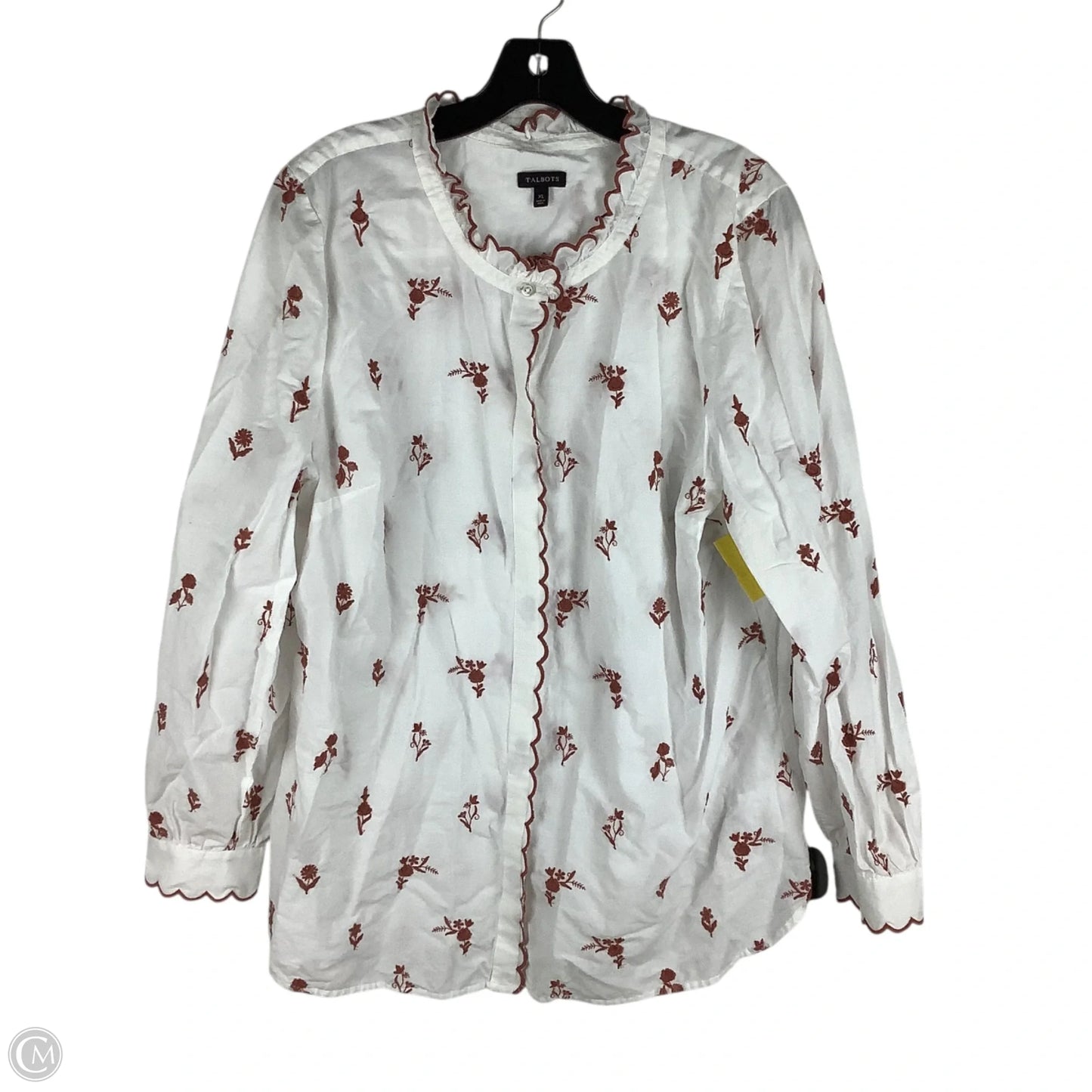 Top Long Sleeve By Talbots In White, Size: Xl