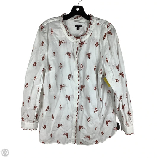 Top Long Sleeve By Talbots In White, Size: Xl