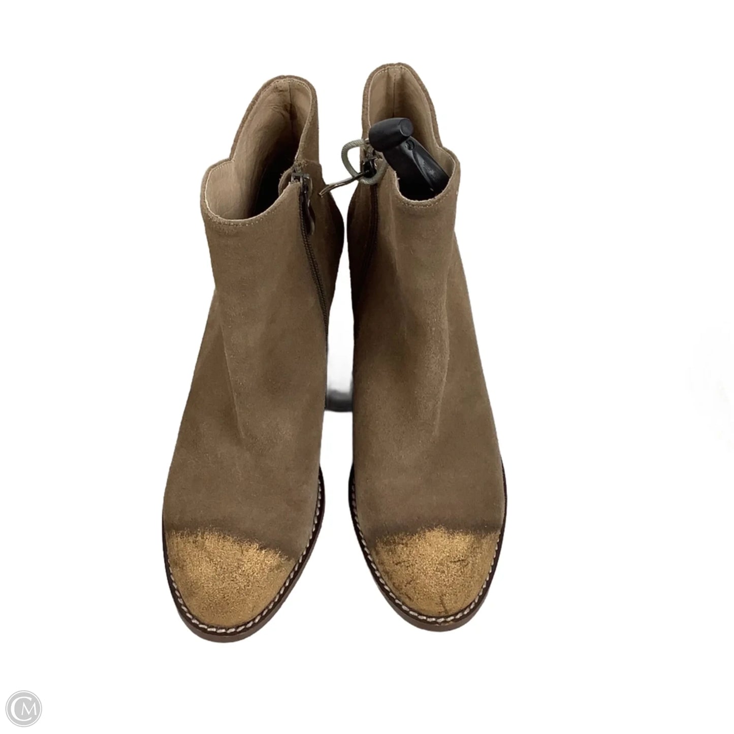 Boots Ankle Heels By Cmc In Brown & Gold, Size: 7.5 (38)