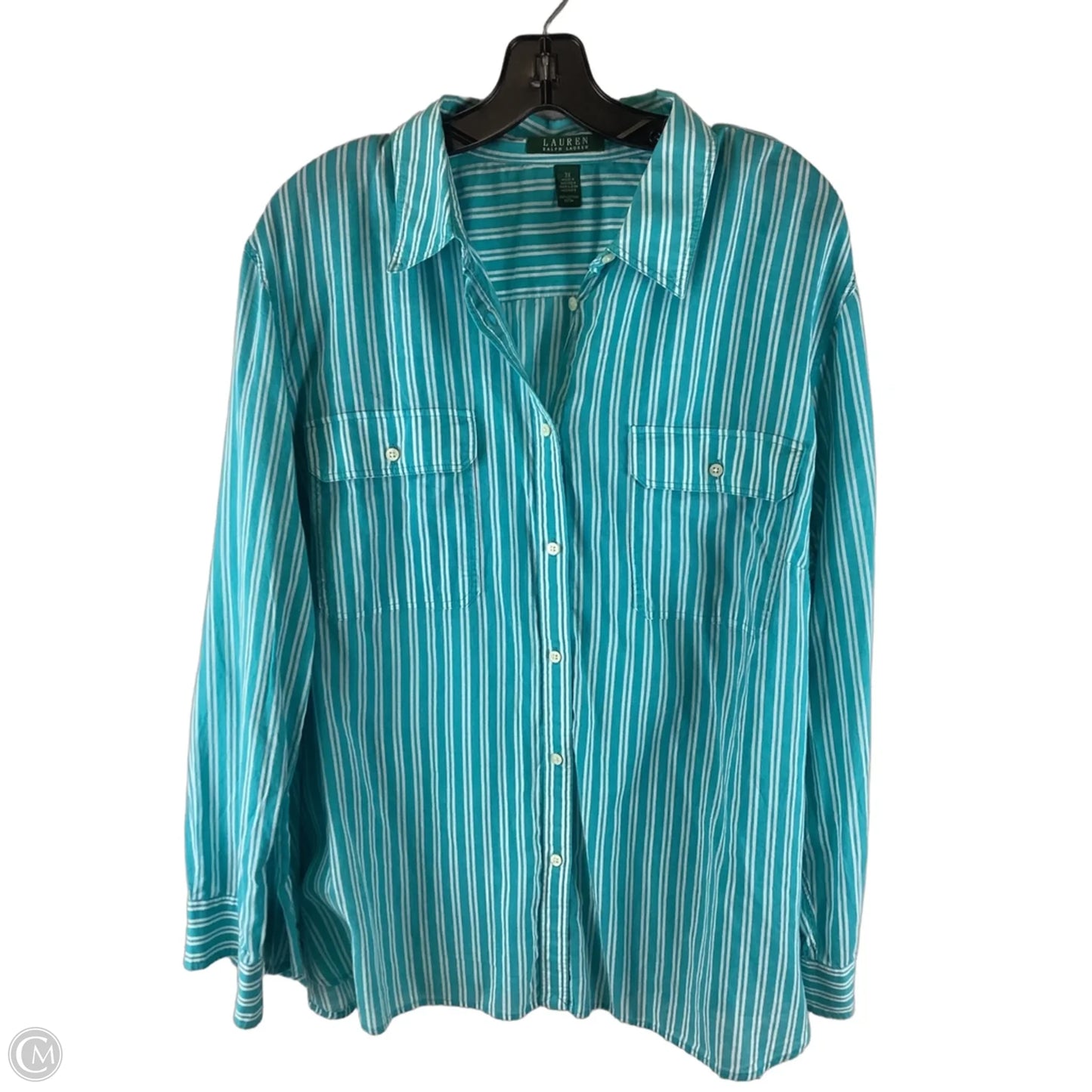 Top Long Sleeve By Lauren By Ralph Lauren In Striped Pattern, Size: 3x