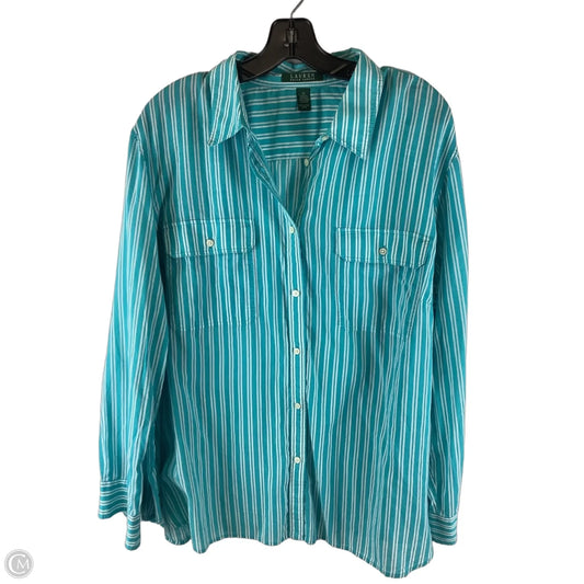 Top Long Sleeve By Lauren By Ralph Lauren In Striped Pattern, Size: 3x