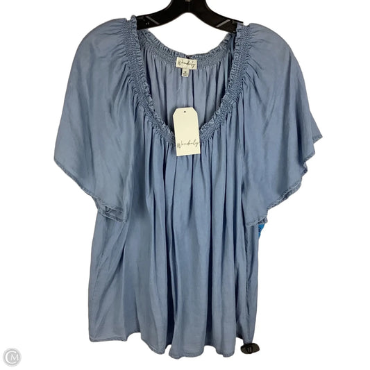 Top Short Sleeve By Wonderly In Blue, Size: 1x