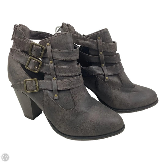 Boots Ankle Heels By Forever In Brown, Size: 7.5