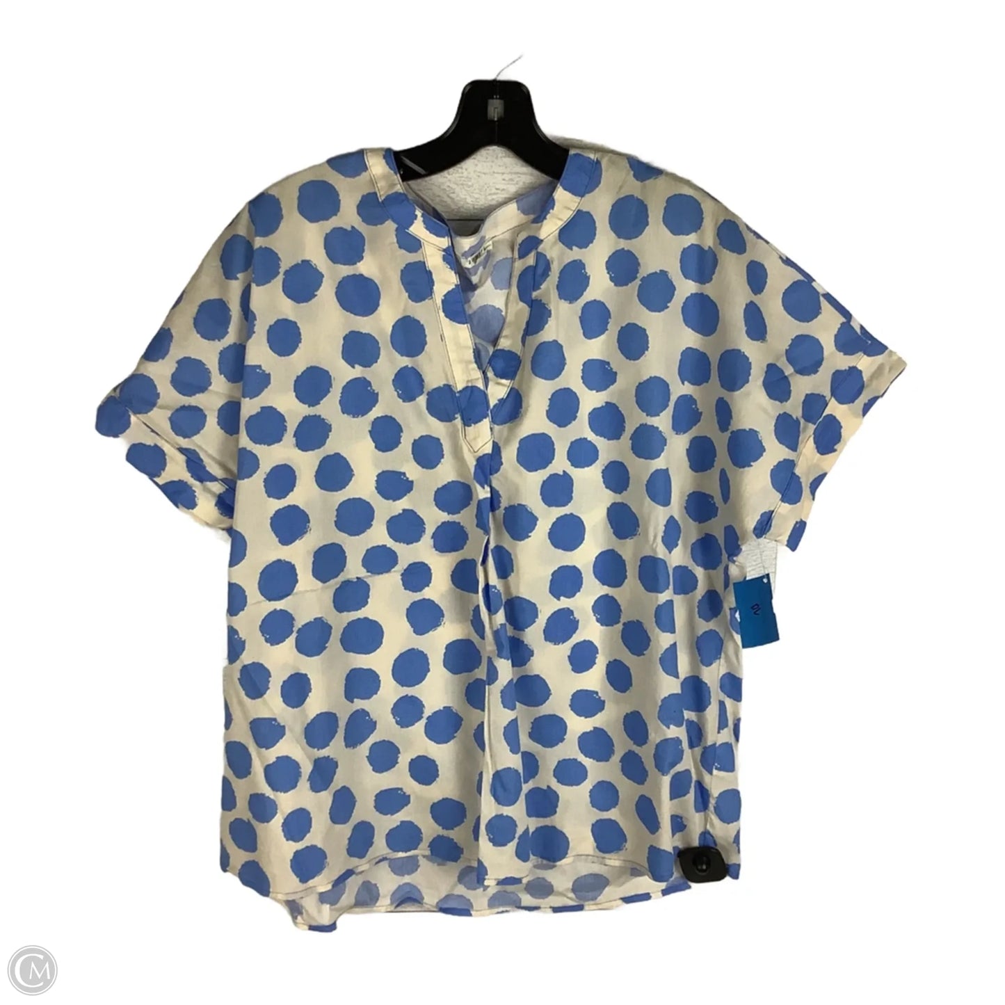 Top Short Sleeve By Jodifl In Blue & Cream, Size: L
