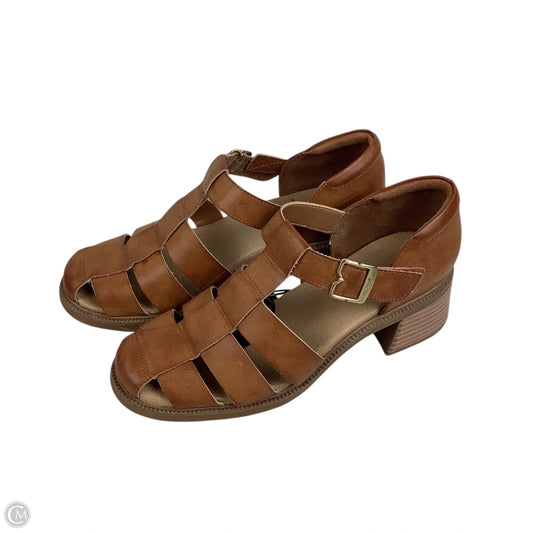 Sandals Heels Block By Dr Scholls In Brown, Size: 9