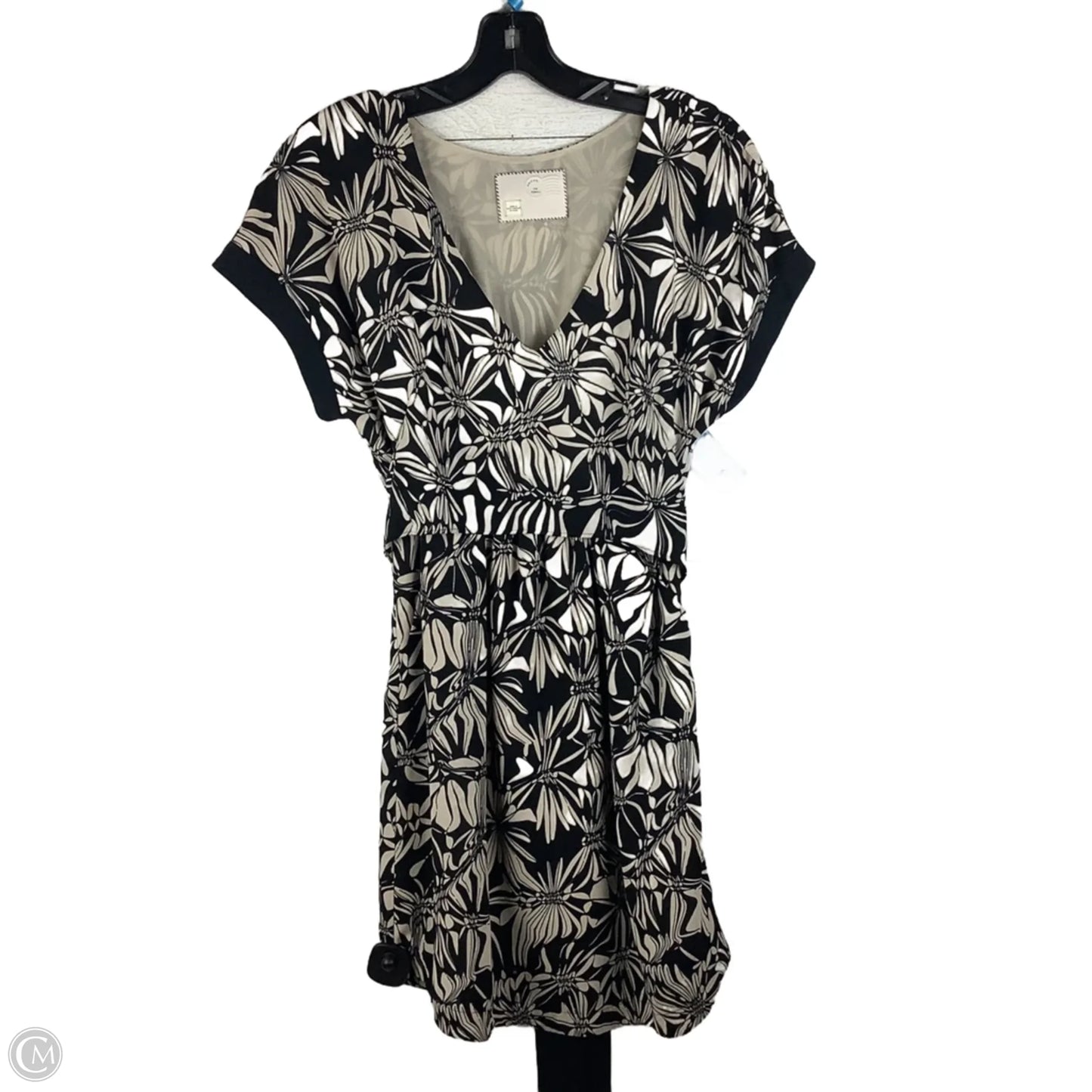 Dress Casual Midi By Anthropologie In Black & Cream, Size: Xs