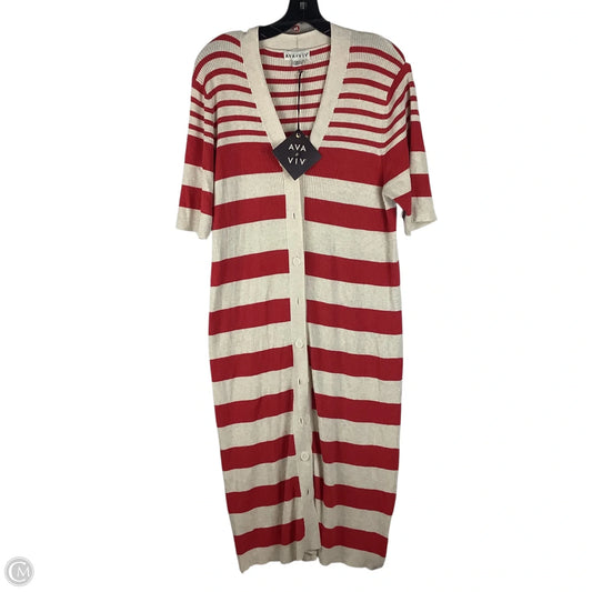 Cardigan By Ava & Viv In Red & Tan, Size: Xxl