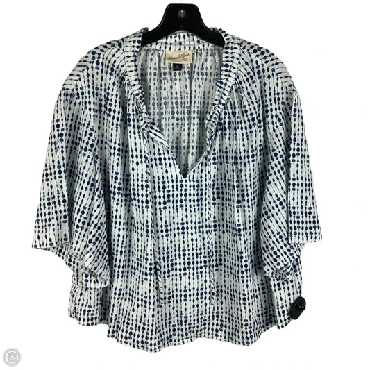 Top Short Sleeve By Universal Thread In Blue & White, Size: M