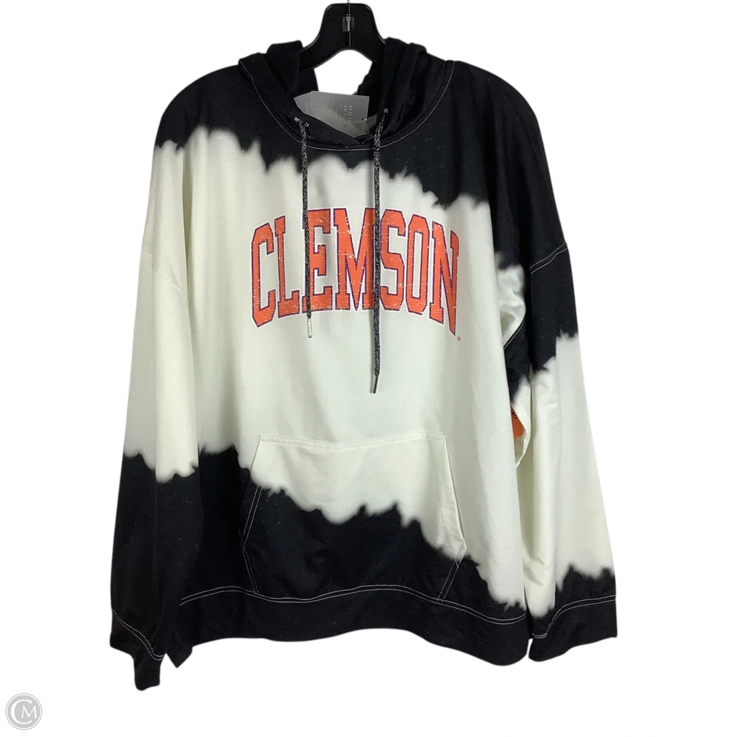 Sweatshirt Hoodie By Clothes Mentor In Grey & White, Size: 3x (XXXL)