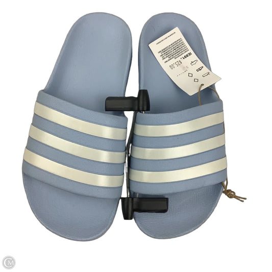 Sandals Flats By Adidas In Blue & White, Size: 6