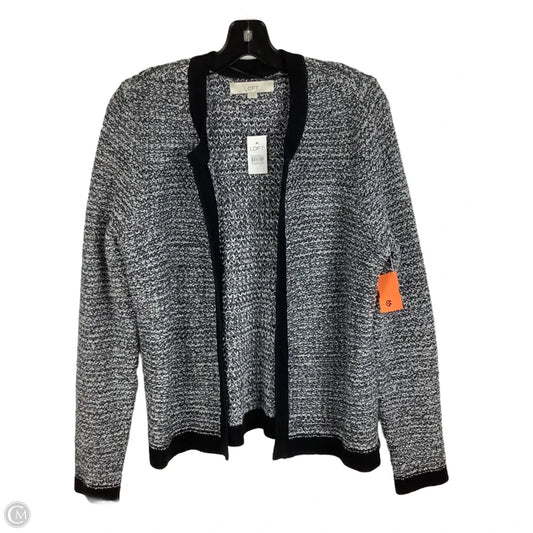 Sweater Cardigan By Loft In Black & White, Size: L