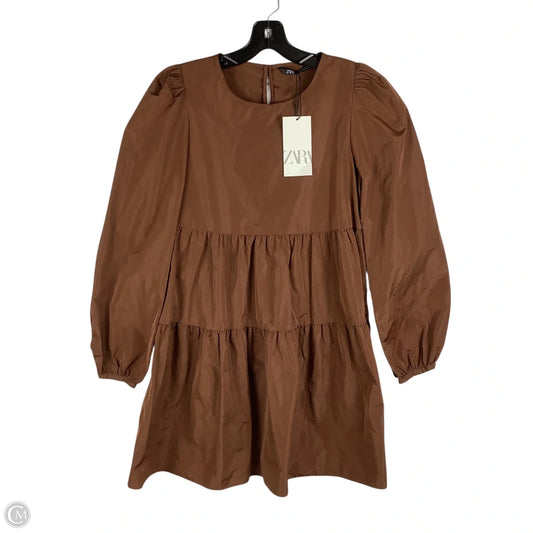 Dress Casual Midi By Zara In Brown, Size: S
