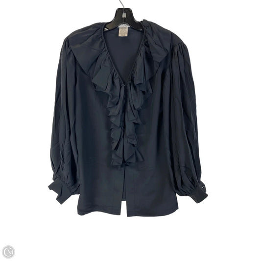 Top Long Sleeve By Clothes Mentor In Black 100% silk, Size: Xs