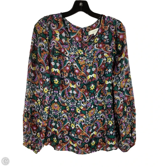 Top Long Sleeve By Loft In Multi-colored, Size: M