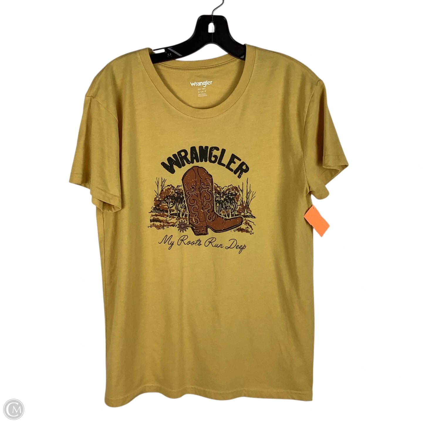 Top Short Sleeve Basic By Wrangler In Yellow, Size: S