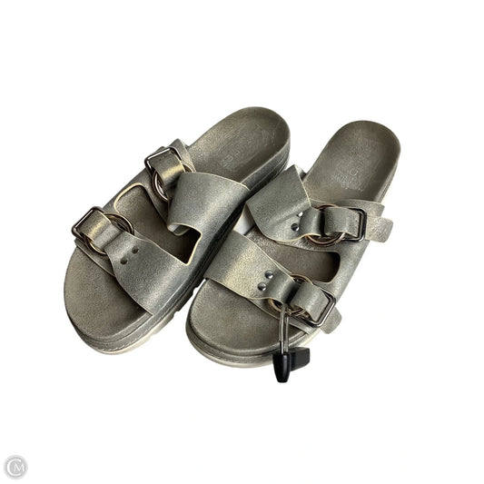 Sandals Flats By J Slides In Gold, Size: 9