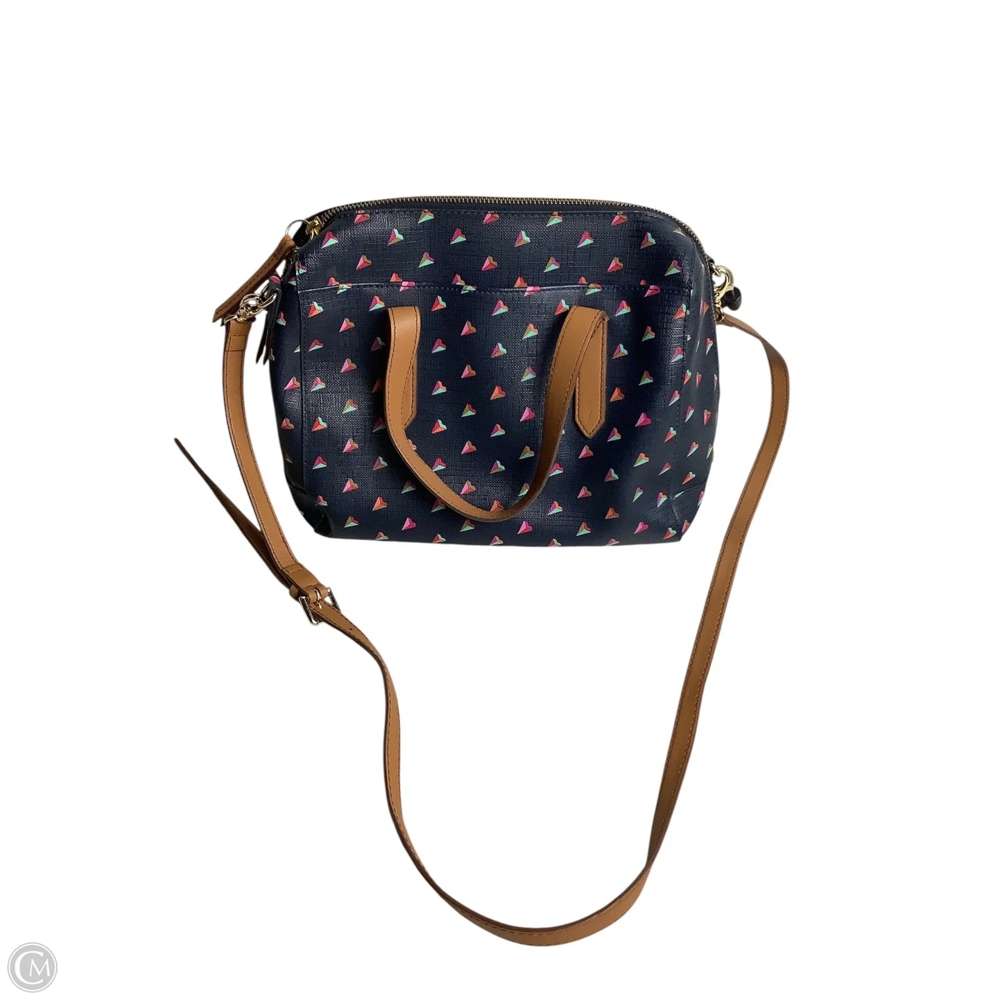 Handbag Leather By Fossil, Size: Medium