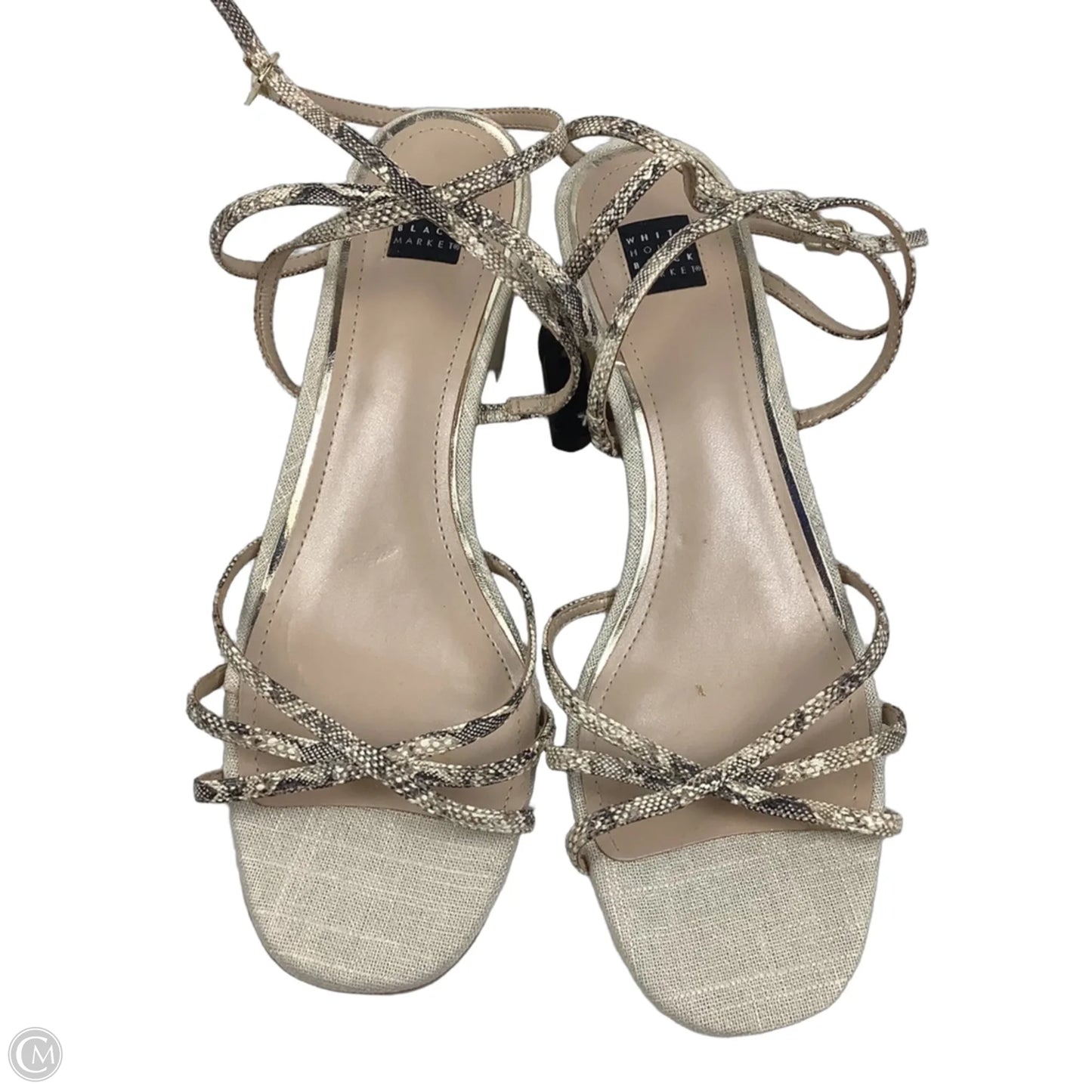 Sandals Heels Block By White House Black Market In Gold, Size: 9.5