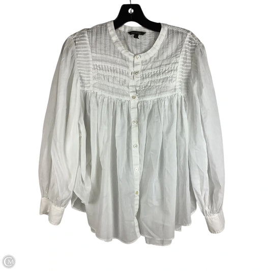 Top Long Sleeve By Banana Republic In White, Size: M