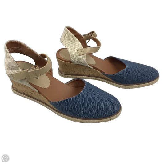 Sandals Heels Platform By Bare Traps In Blue & Cream, Size: 9