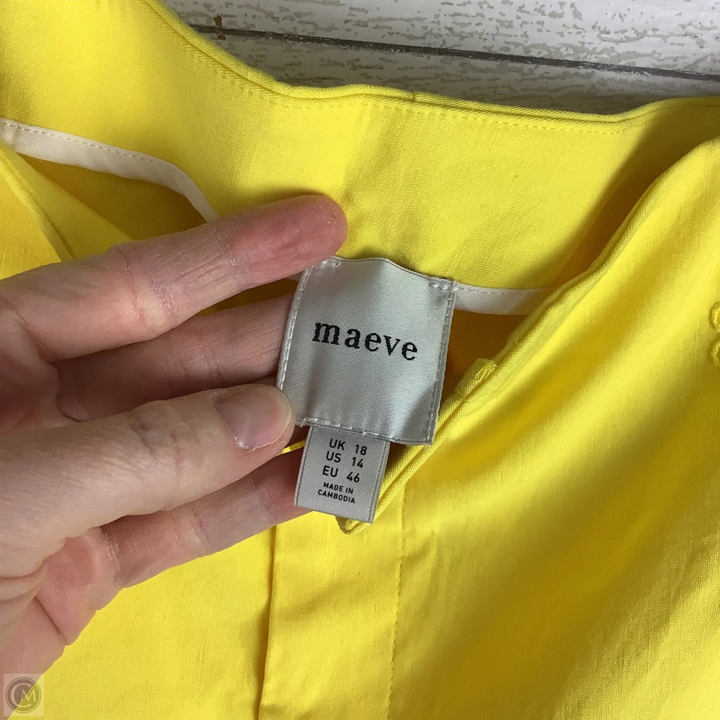 Shorts By Maeve In White & Yellow, Size: 14
