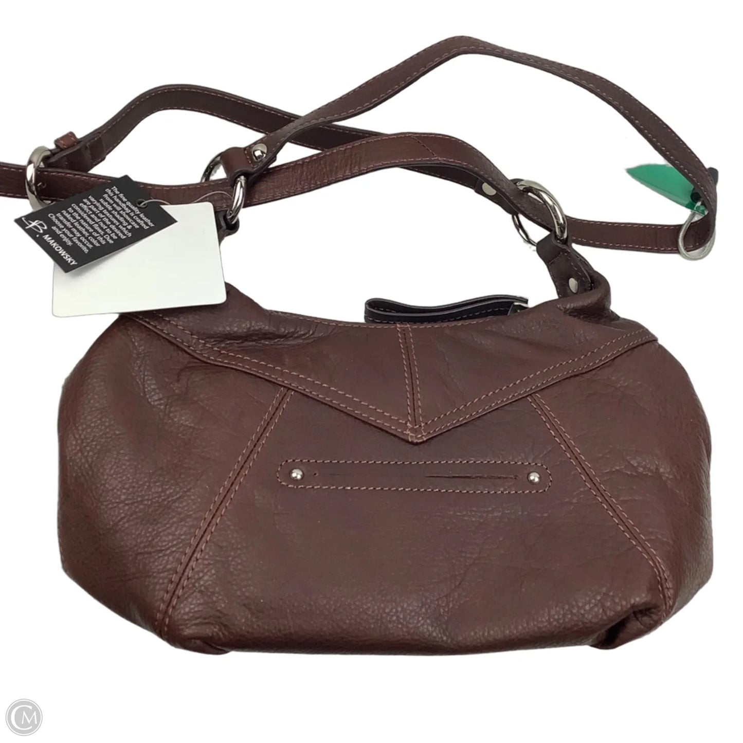 Handbag Leather By Makowsky, Size: Medium