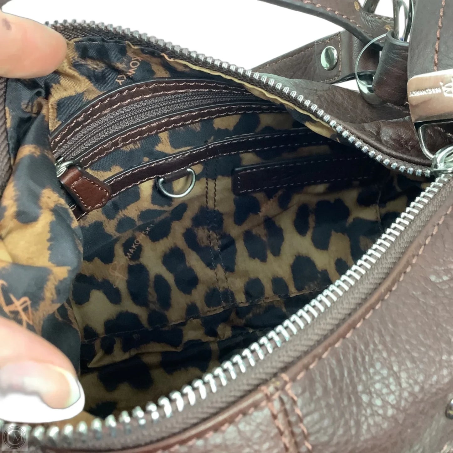 Handbag Leather By Makowsky, Size: Medium