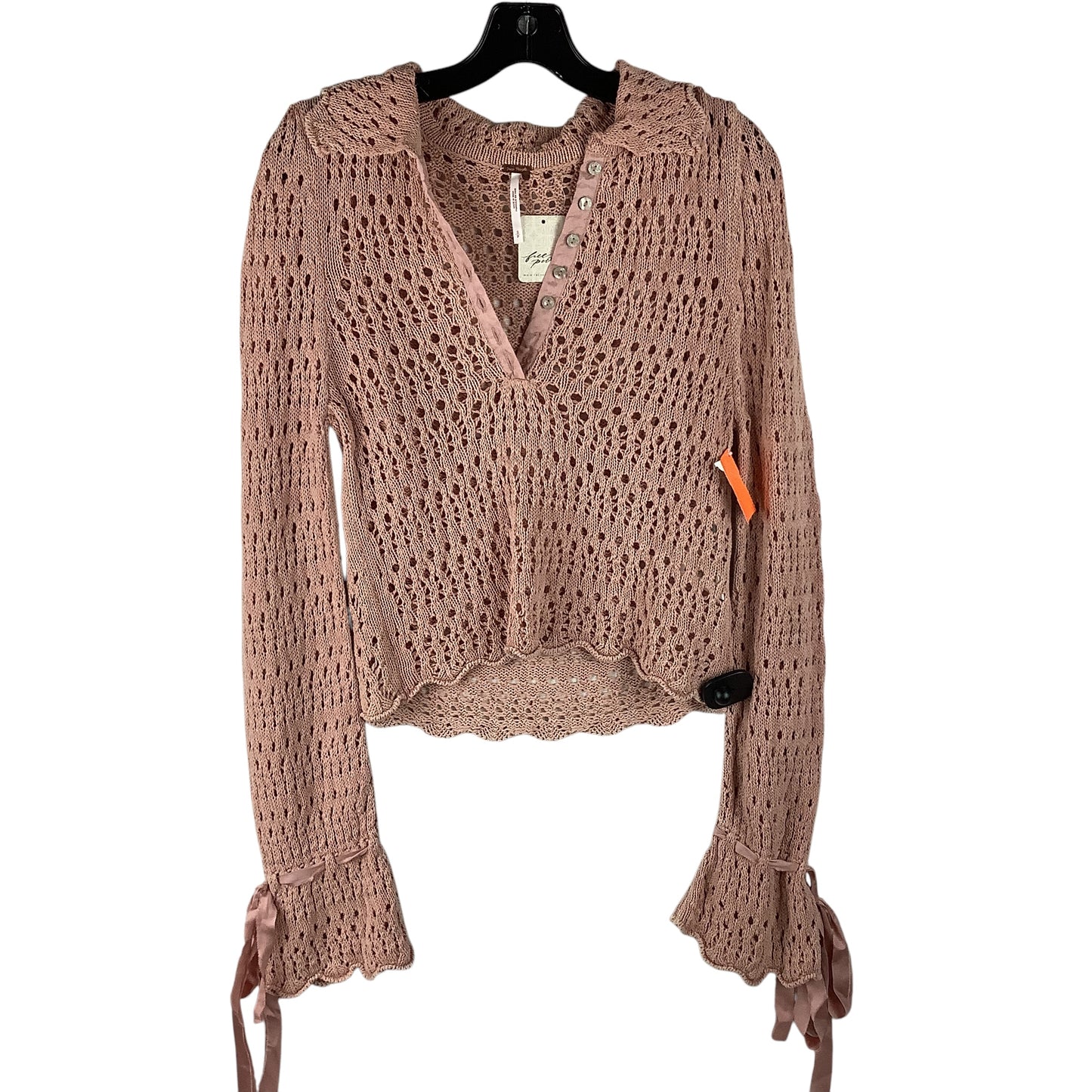 Top Long Sleeve By Free People In Pink, Size: S