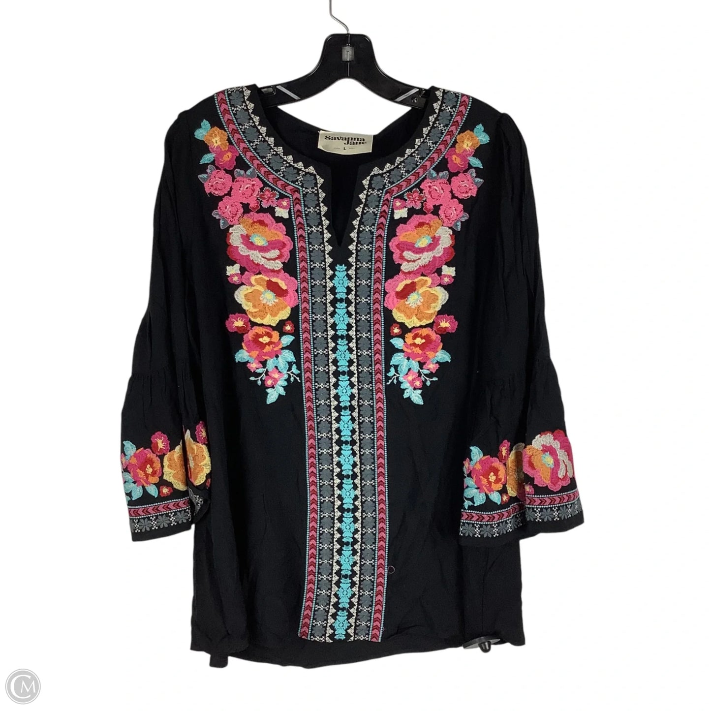 Top Long Sleeve By Savanna Jane In Floral Print, Size: L