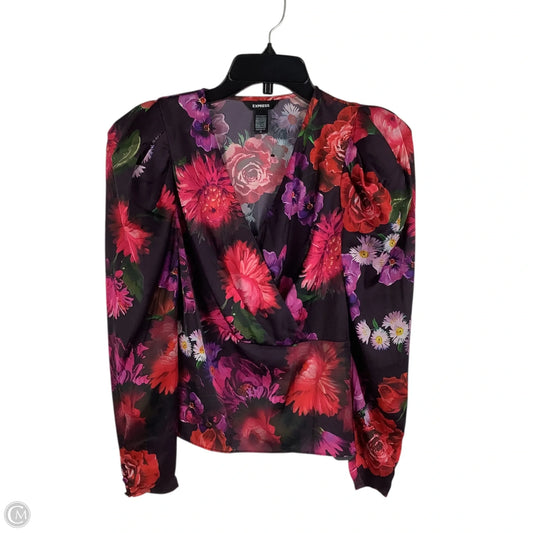 Top Long Sleeve By Express In Multi-colored, Size: Xs