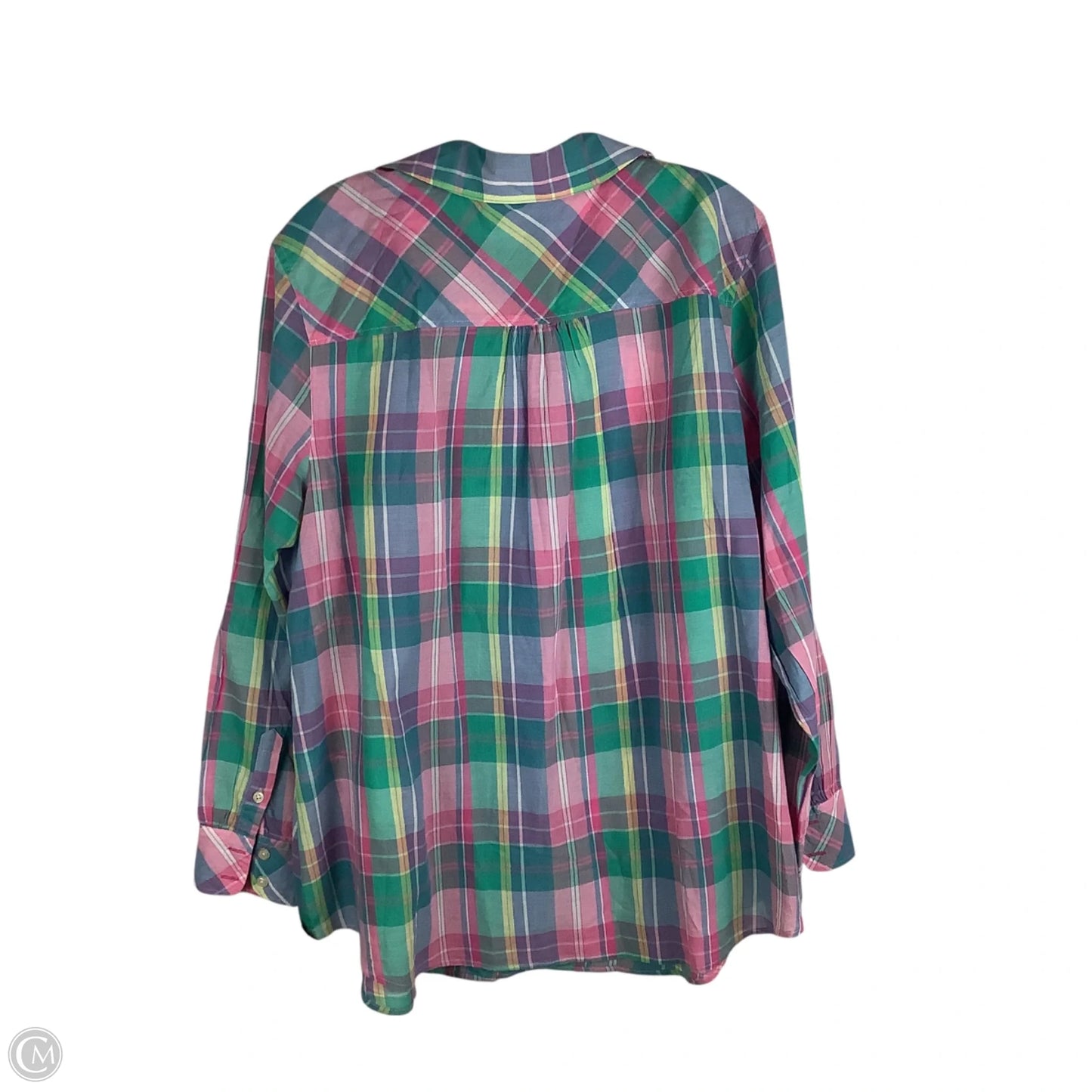 Top Long Sleeve By Talbots In Plaid Pattern, Size: 2x