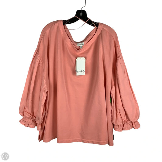 Top Long Sleeve By Wonderly In Peach, Size: 4x