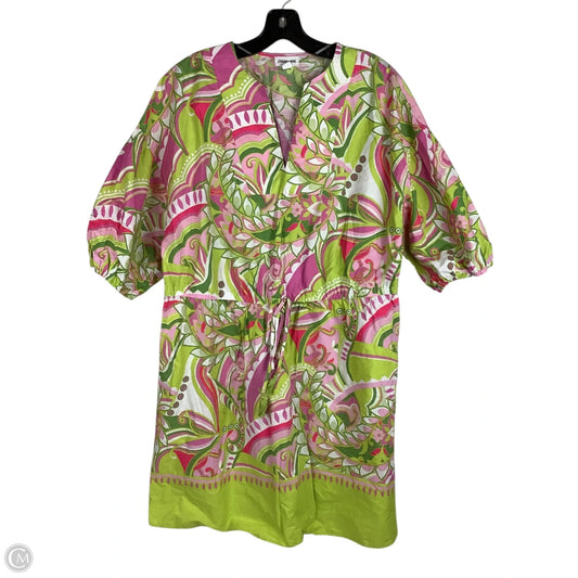 Dress Casual Short By Clothes Mentor In Green & Pink, Size: 2x