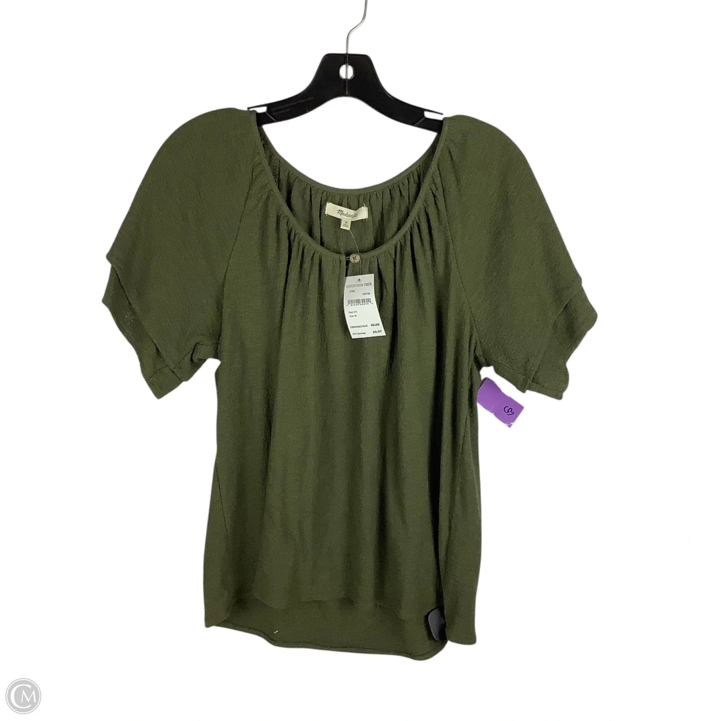 Top Short Sleeve By Madewell In Green, Size: M