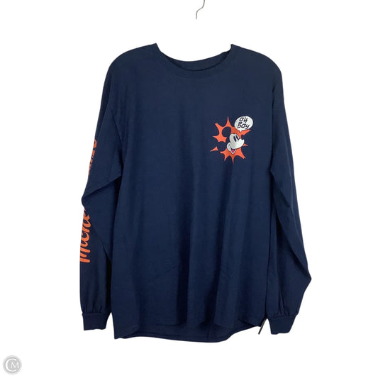 Top Long Sleeve By Disney In Navy, Size: L
