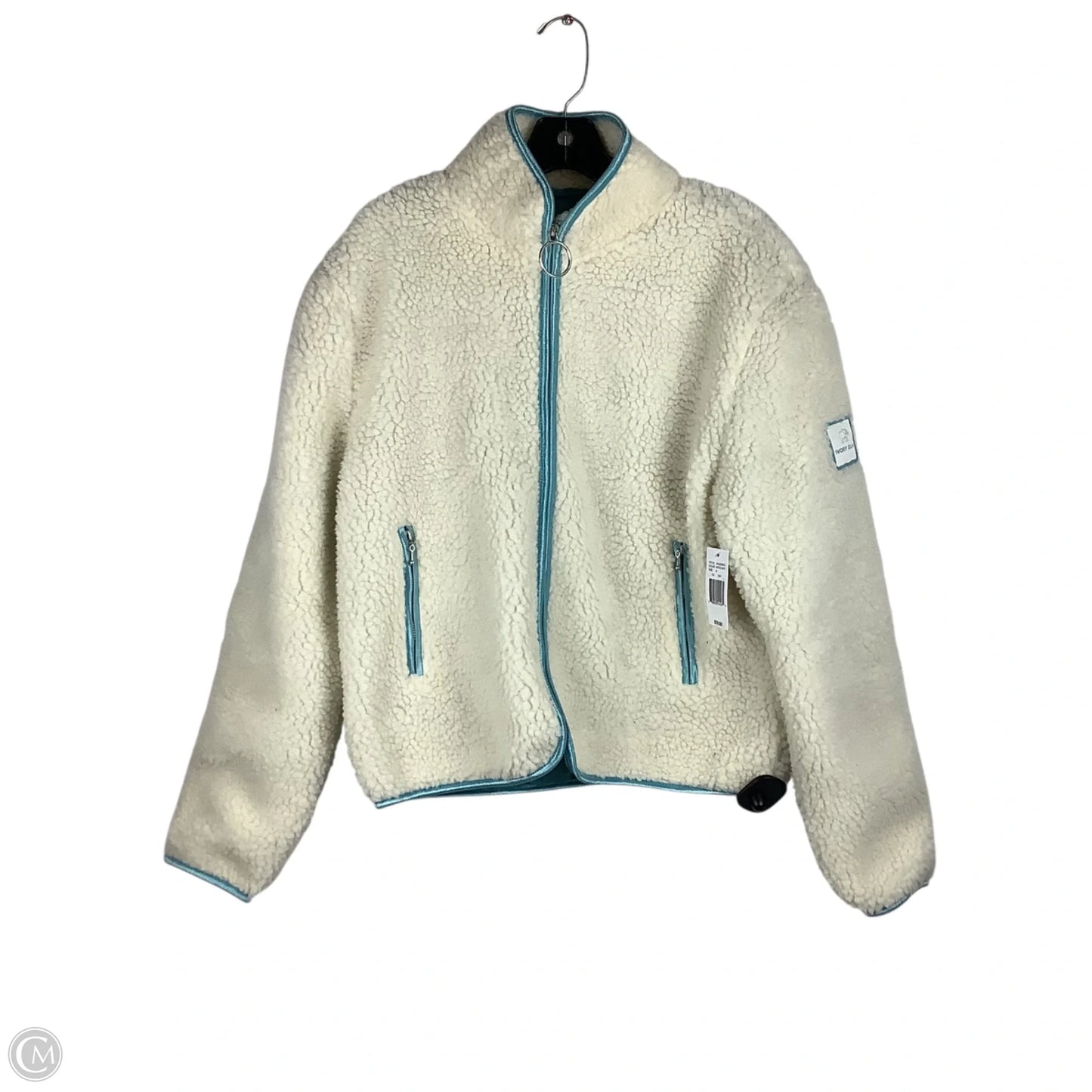 Jacket Faux Fur & Sherpa By Ivory Ella In Blue & Cream, Size: M