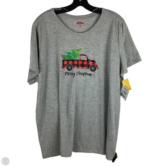 Top Short Sleeve By Holiday Time In Grey, Size: Xxl
