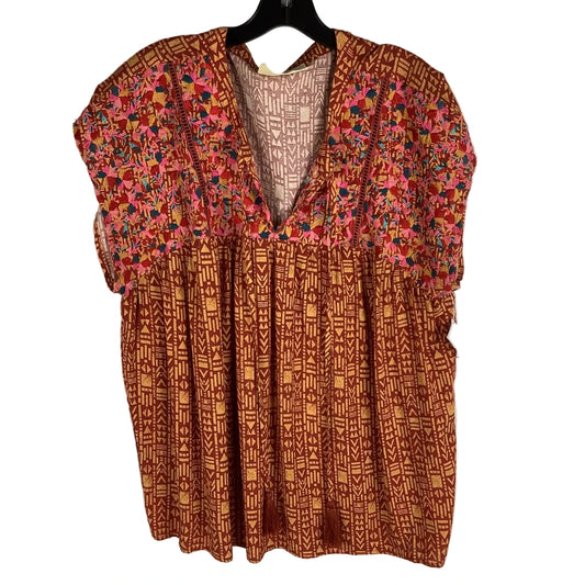 Top Short Sleeve By Savanna Jane In Multi-colored, Size: L