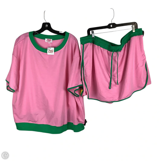 Skirt Set 2pc By Clothes Mentor In Green & Pink, Size: 4x