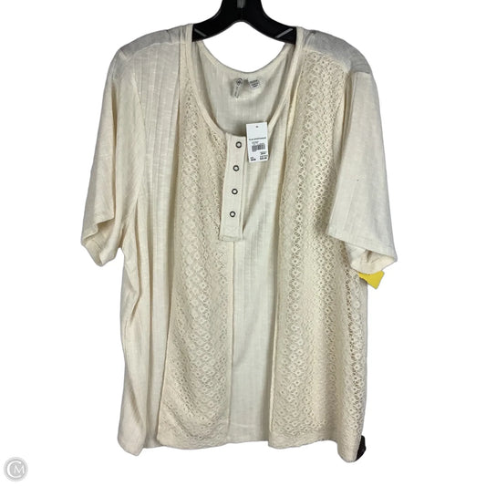 Top Short Sleeve By Cato In Cream, Size: 4x (26/28)