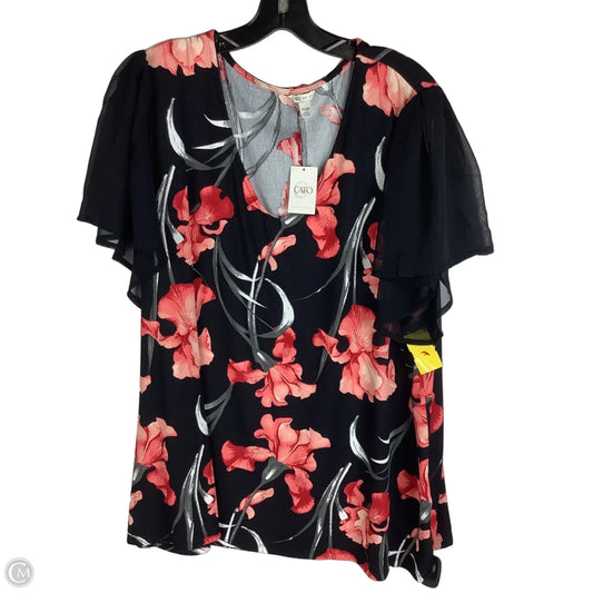 Top Short Sleeve By Cato In Black & Red, Size: 4x (26/28)